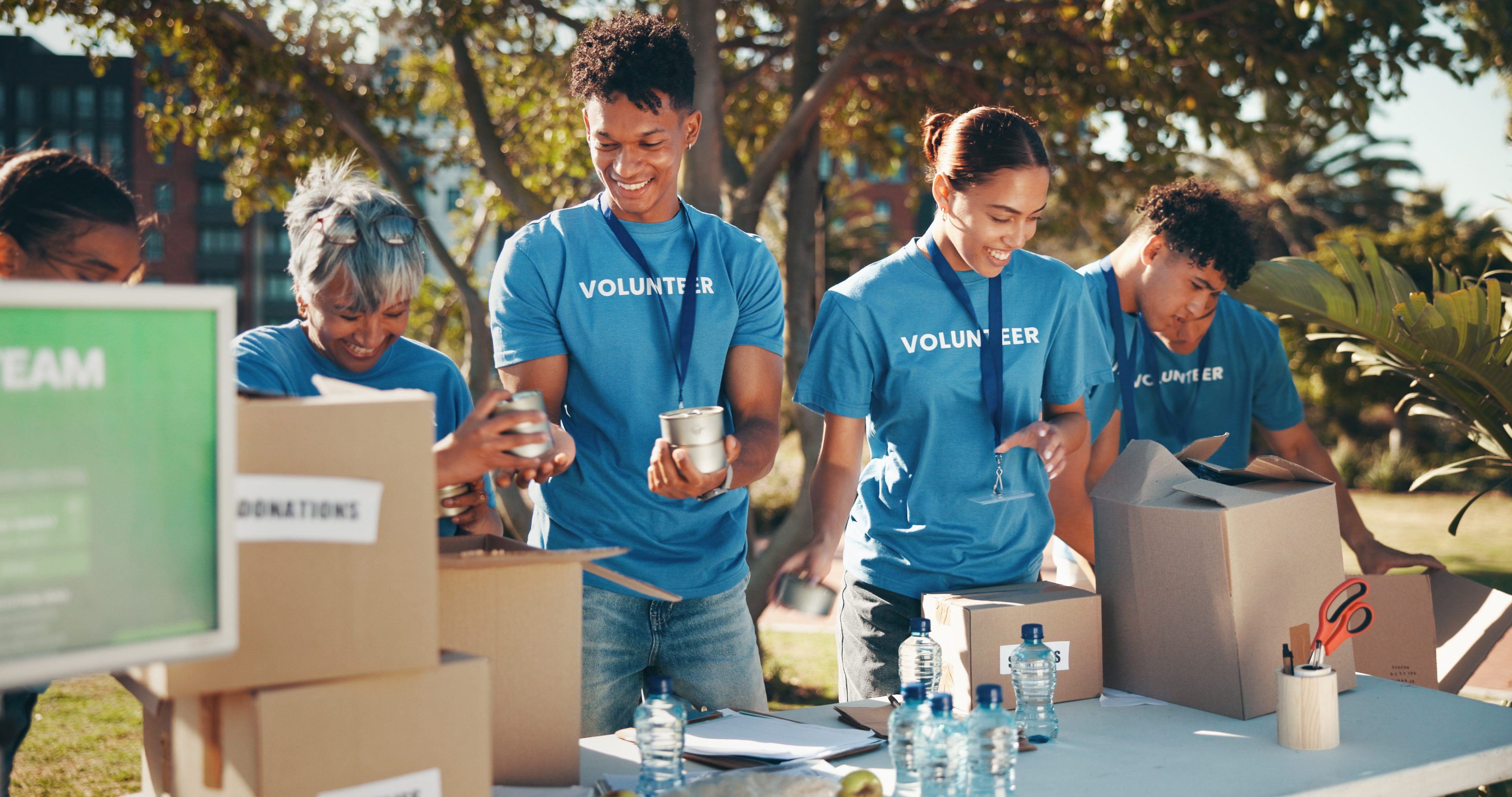 Volunteers working outside