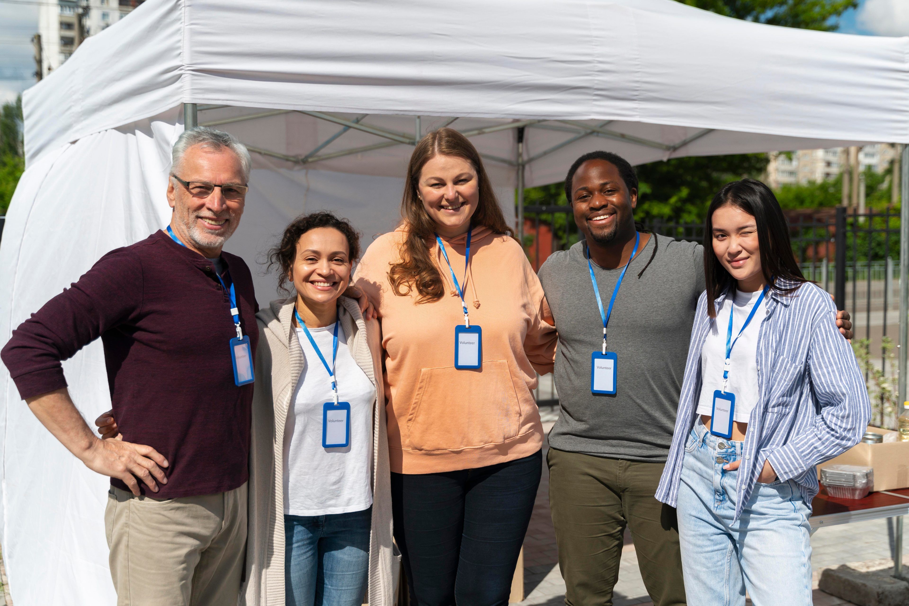 Volunteers posing together